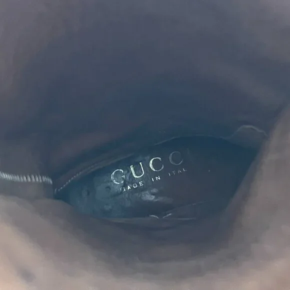 Vintage GUCCI Dark Brown Suede Buckle Mid Calf Boots Womens 36.5 6.5 B - Picture 9 of 10